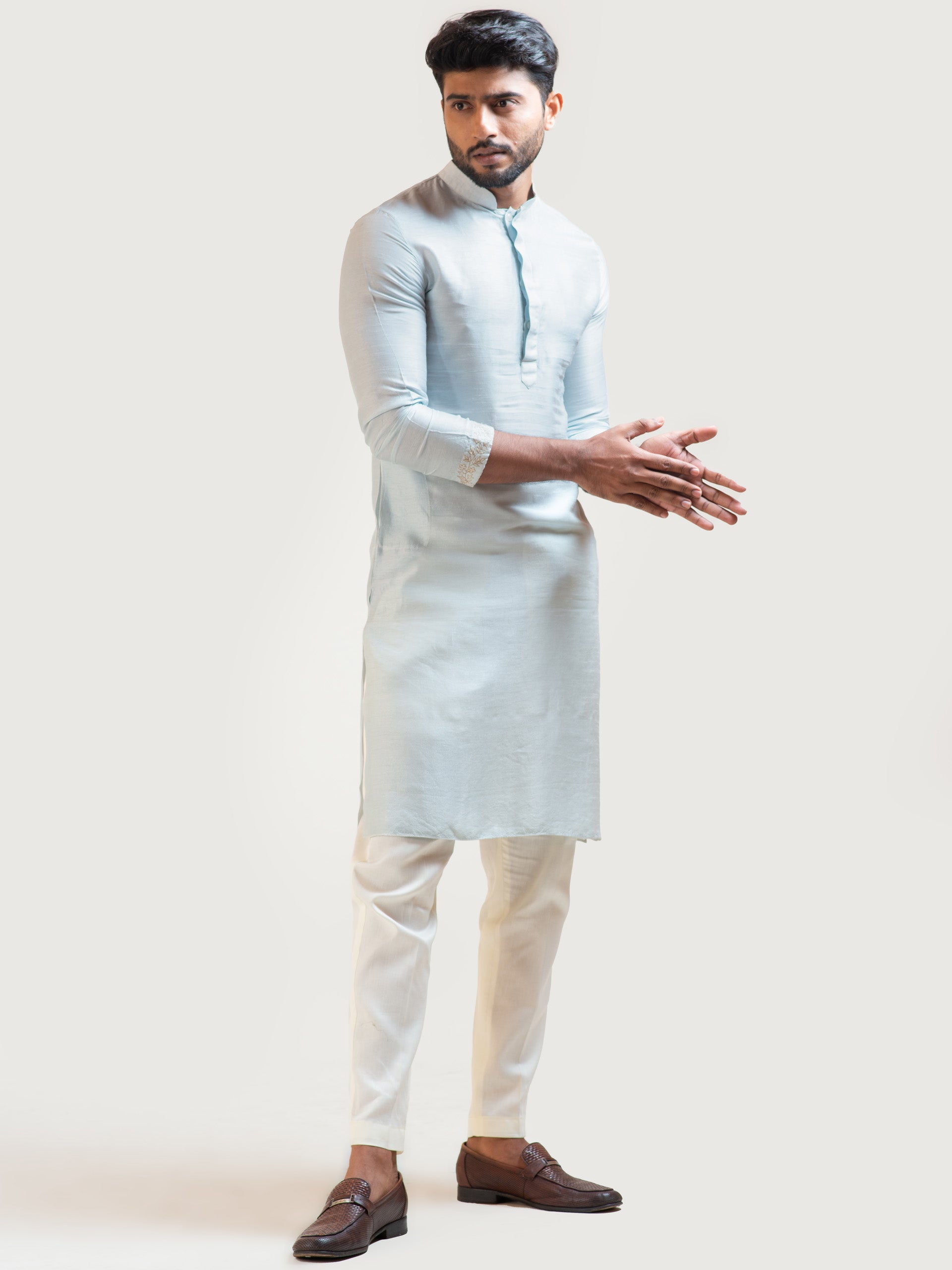 Ice Blue Embroidered Kurta Set image 2