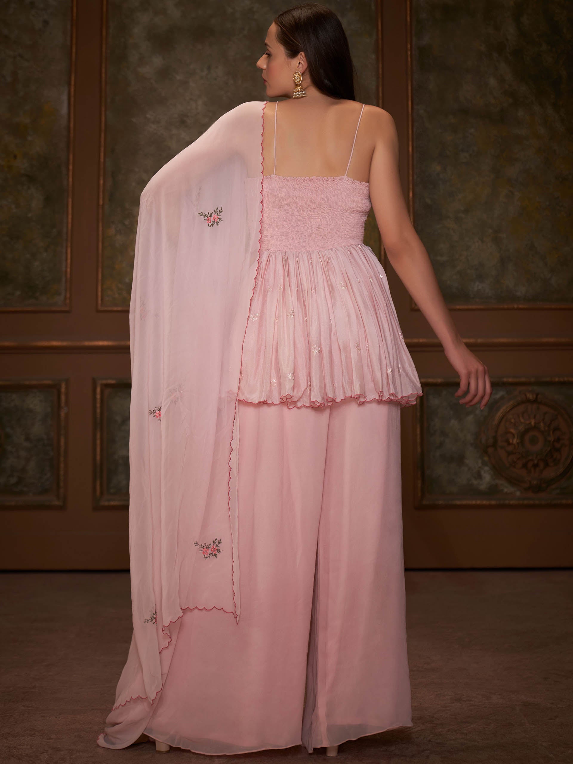 Pink Floral Short Anarkali Set image 3