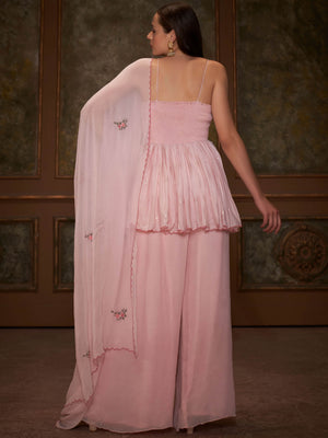 Pink Floral Short Anarkali Set image 3