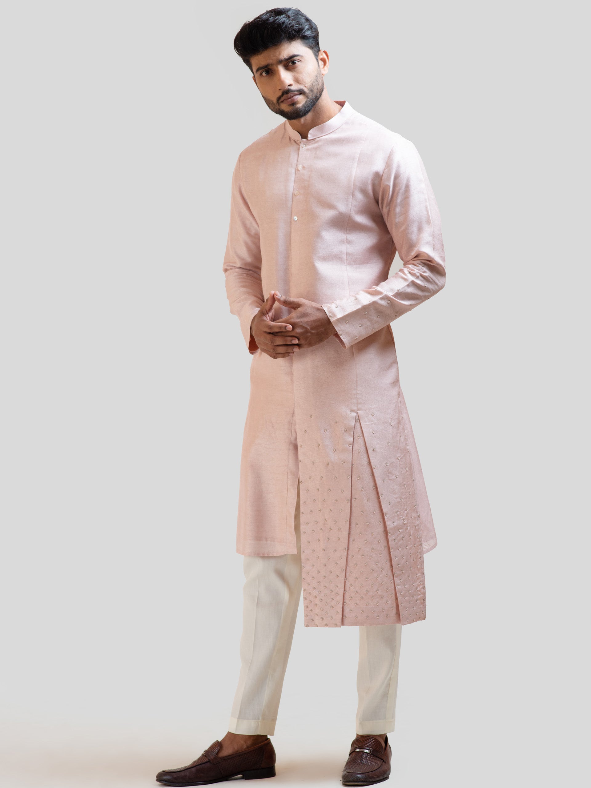 Onion Pink Embroidered Kurta Set image 1