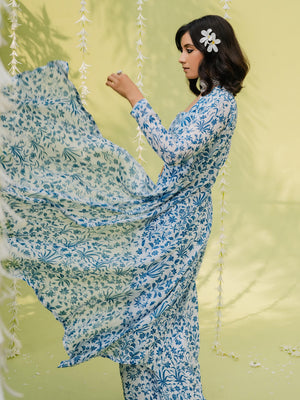 Teal Blue Co-Ord Set with Cape image 5