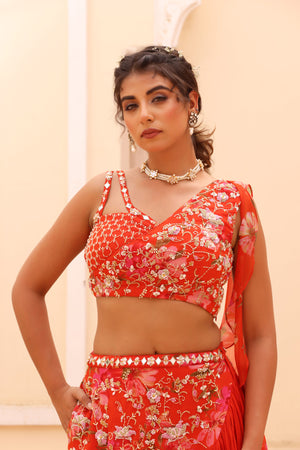 Georgette crepe lehenga image 3