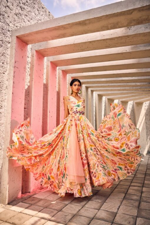 Printed Chic Gown with Heavy Belt And Dupatta image 2
