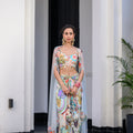 Gardenia Dhoti Skirt Set Paidawn With Highlighted Bralette With Highlighted Applique Cape image 0