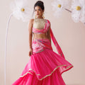 Pink Organza Lehenga Set image 0