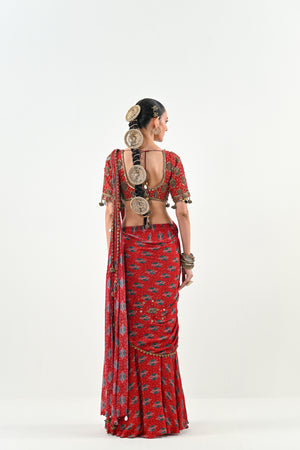 S SAREE SET WITH PRINTED BLOUSE image 2