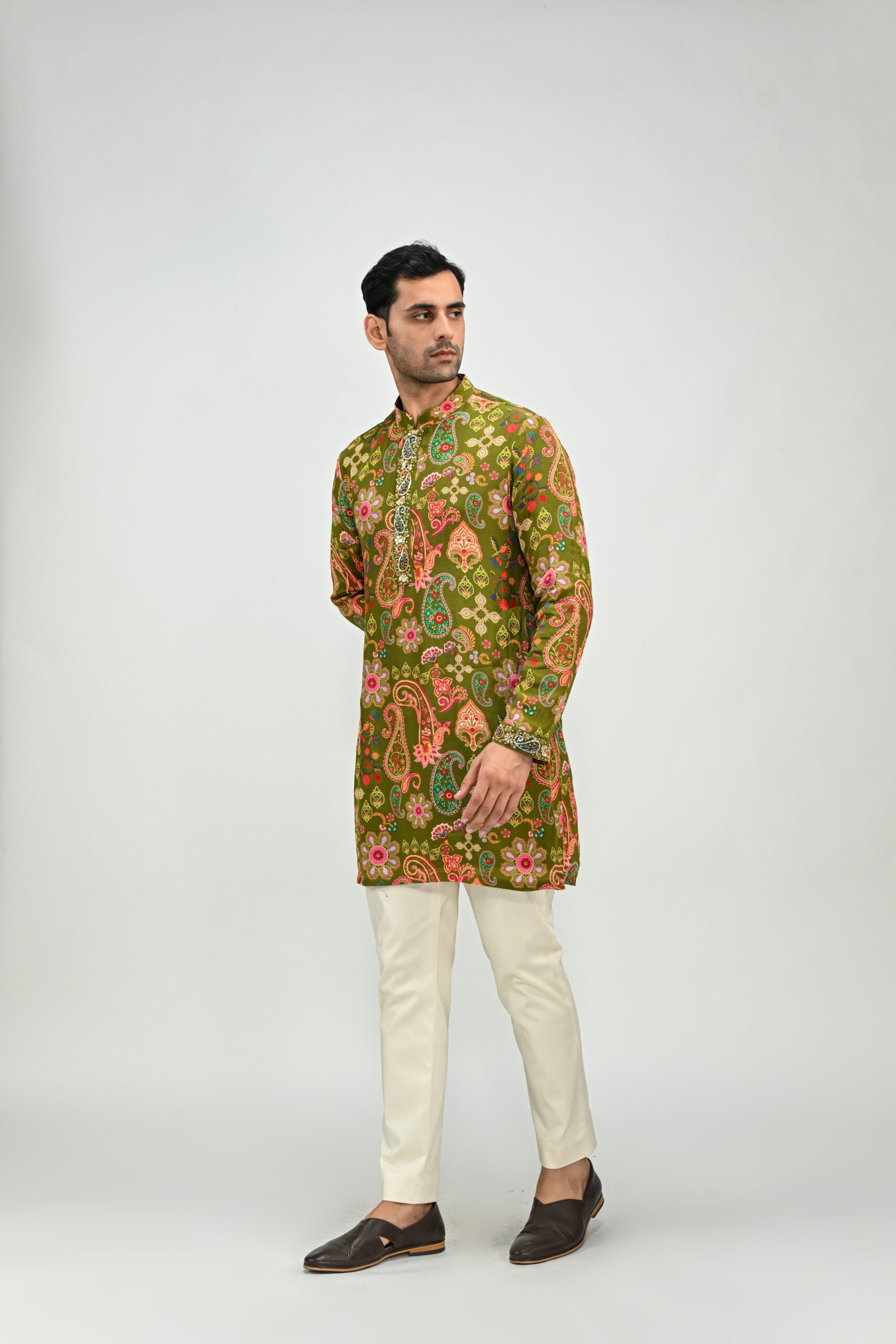 Olive Short Kurta Set image 0