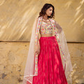 Pink Georgette Thread Work Lehenga Set image 0