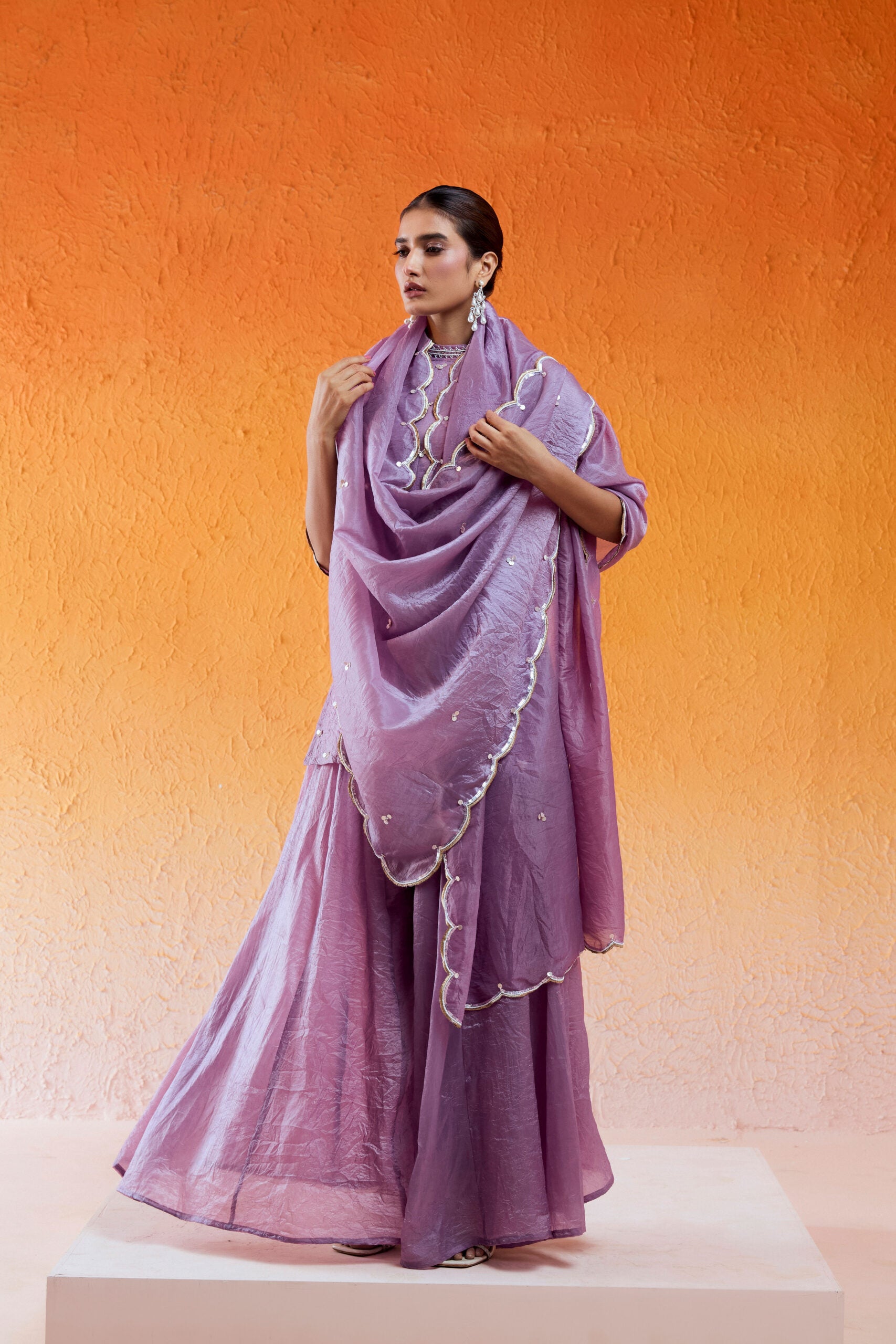 Lavender Embroidered Sharara Set image 4