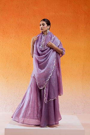 Lavender Embroidered Sharara Set image 4