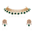 Green Beads And White Peal Choker Set image 0