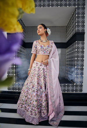 Light Pink Double Layer Lehenga - Custom image