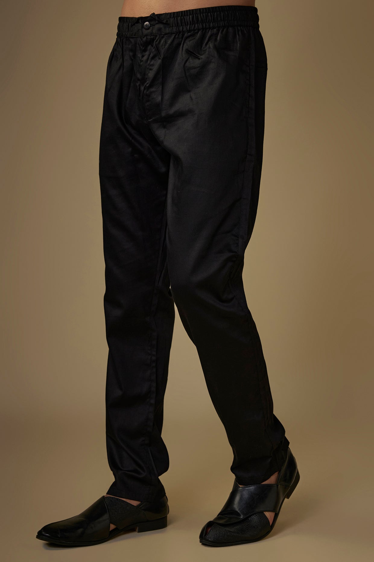 Black Printed Jacket Kurta Set - L image