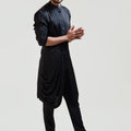 Black Drape Kurta Set image 0