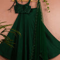 Dark Green Silk Sequin Lehenga Set image 0