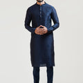 Navy Blue Bullion Leaf Kurta Set image 0