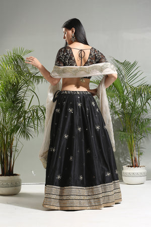 Black Mirror Embroidered Lehenga Set image 5