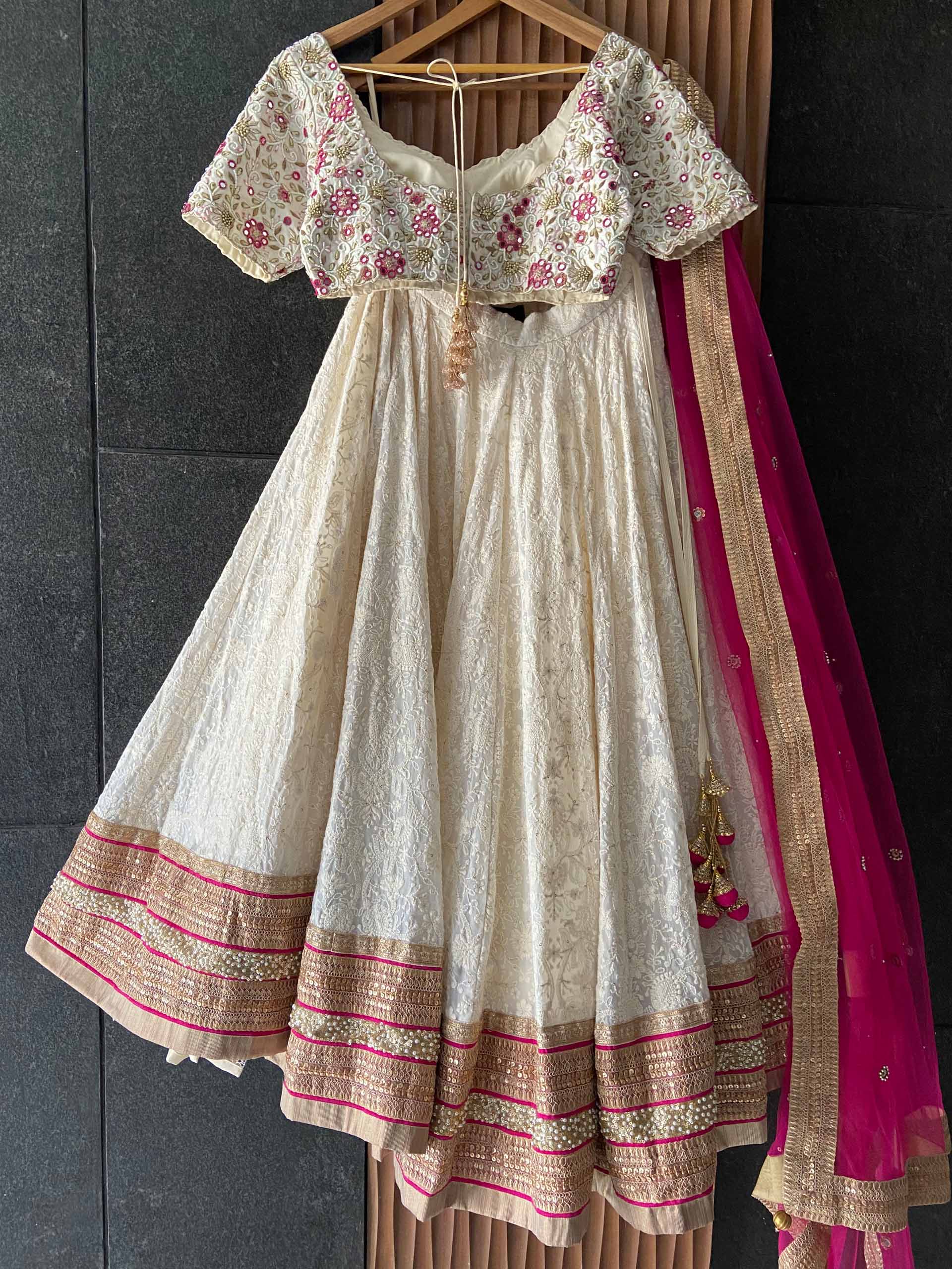 Ivory and Fuchsia Bridal Lehenga Set image 5