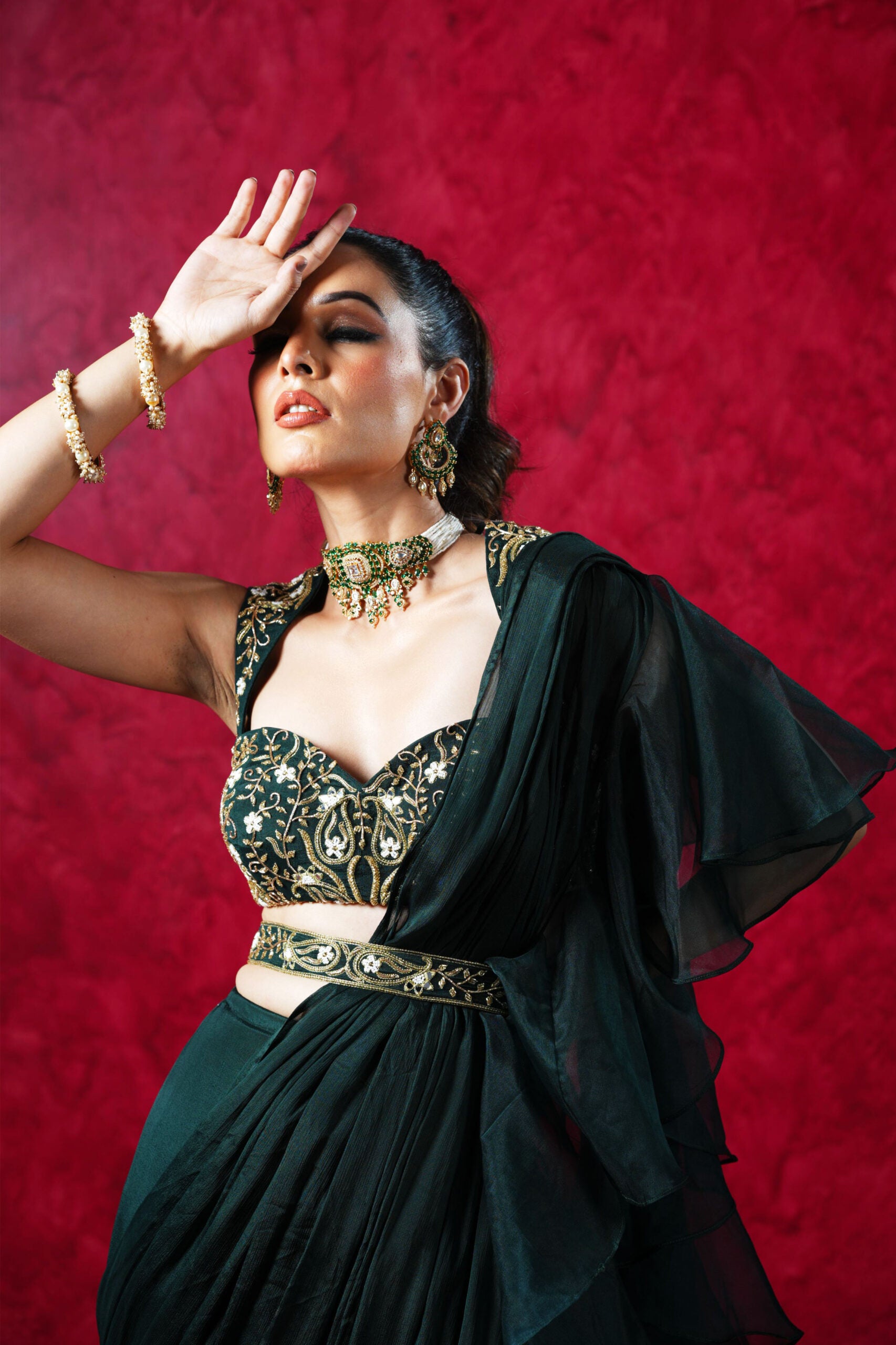 Aria Drape Skirt with Bustier and Cape image 2