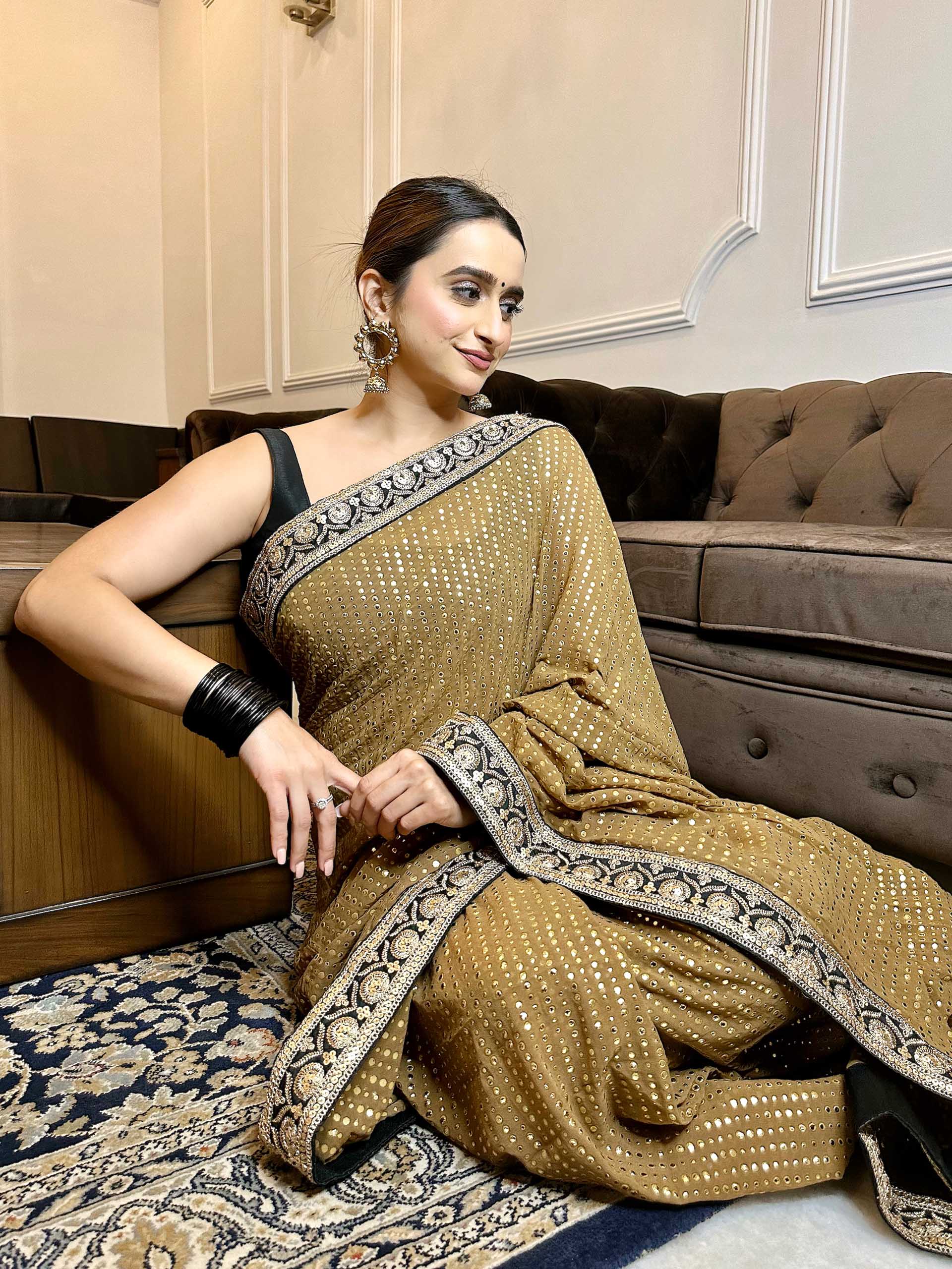 Dark Mehendi Green Saree Set image 1