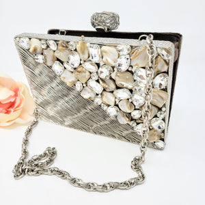 Two-Sided Silver Stone Clutch image 0