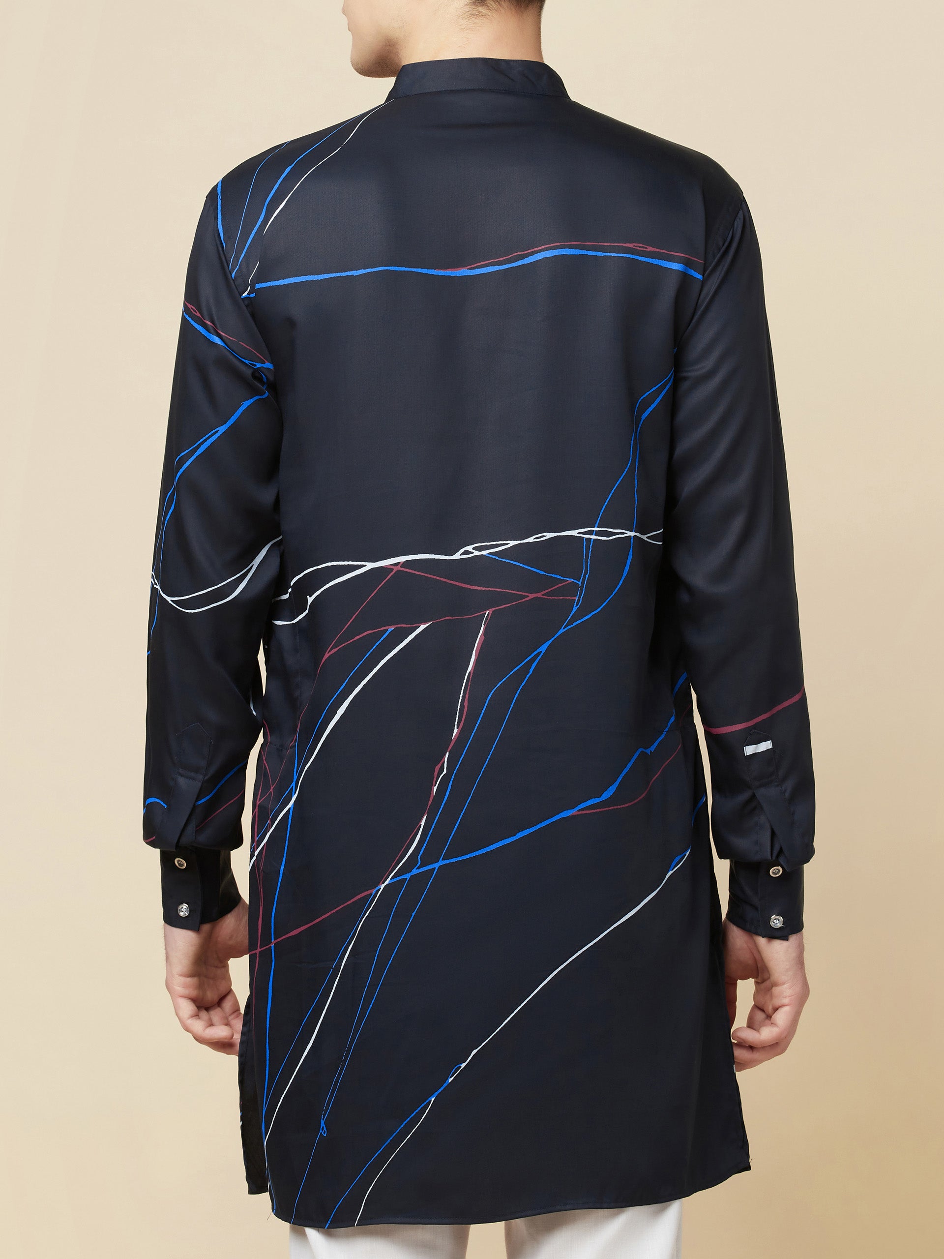 Navy Blue Printed Kurta image 1