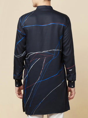 Navy Blue Printed Kurta image 1