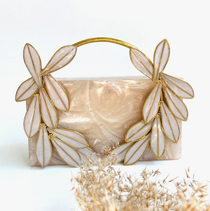 Floral Resin Clutch - White image