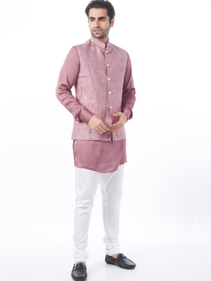 Pink Silk Bundi Jacket Set - Custom image