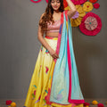Shaded Yellow Lehenga with Pink Gota and Sequins Choli Set image 0