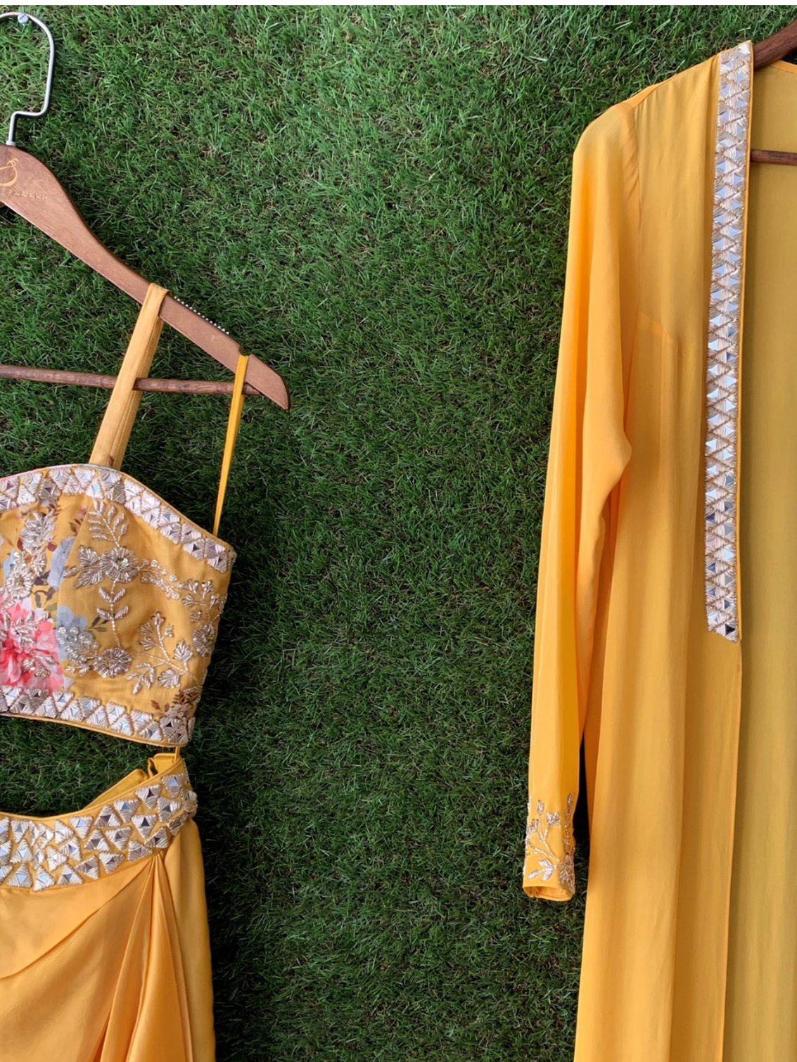 Yellow Cowl Skirt With Jacket image 1