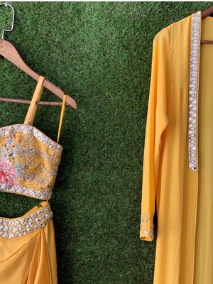Yellow Cowl Skirt With Jacket image 1