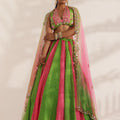 Pink and Green Bandhani Lehenga image 0