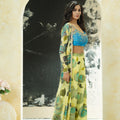 Lime Yellow hand painted palazzo and jacket set image 0