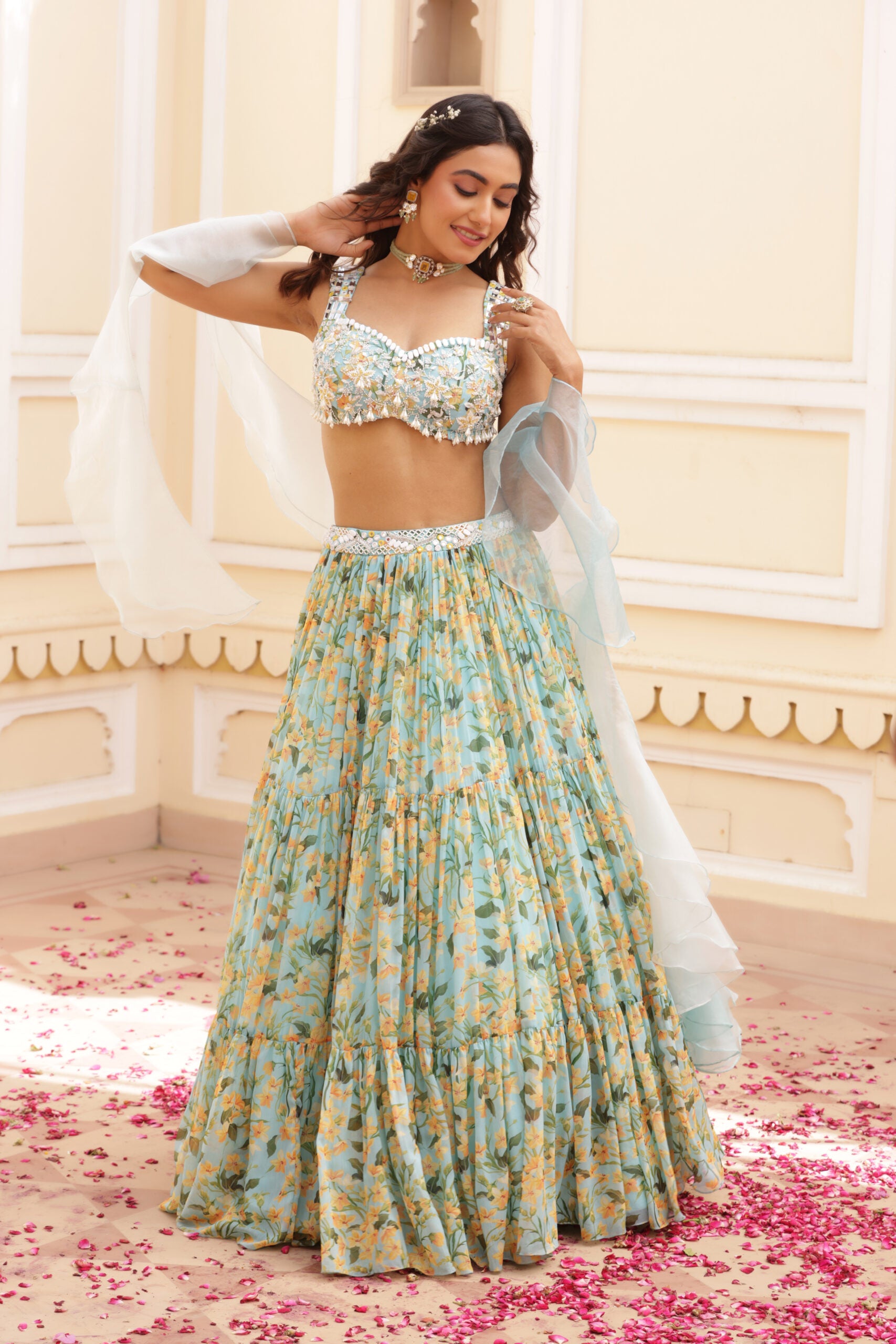 Three Tier Embroidered Lehenga image 4