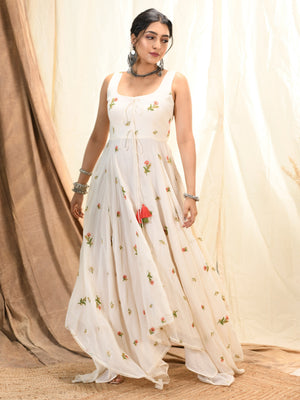 Off-White Asymmetrical Kurta Dress image 2