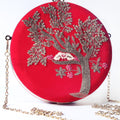 Red Round Embroidered Clutch image 0