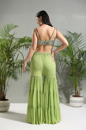 Olive Green Sharara Set image 3