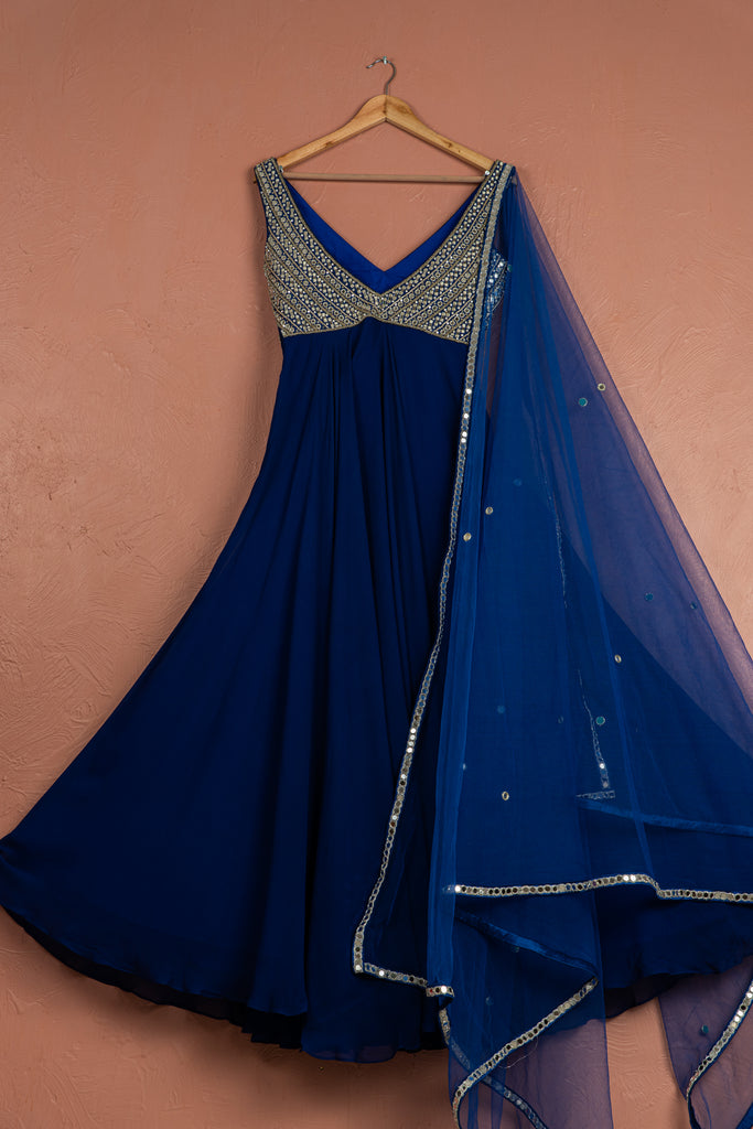 Azure Blue Anarkali Set image 1