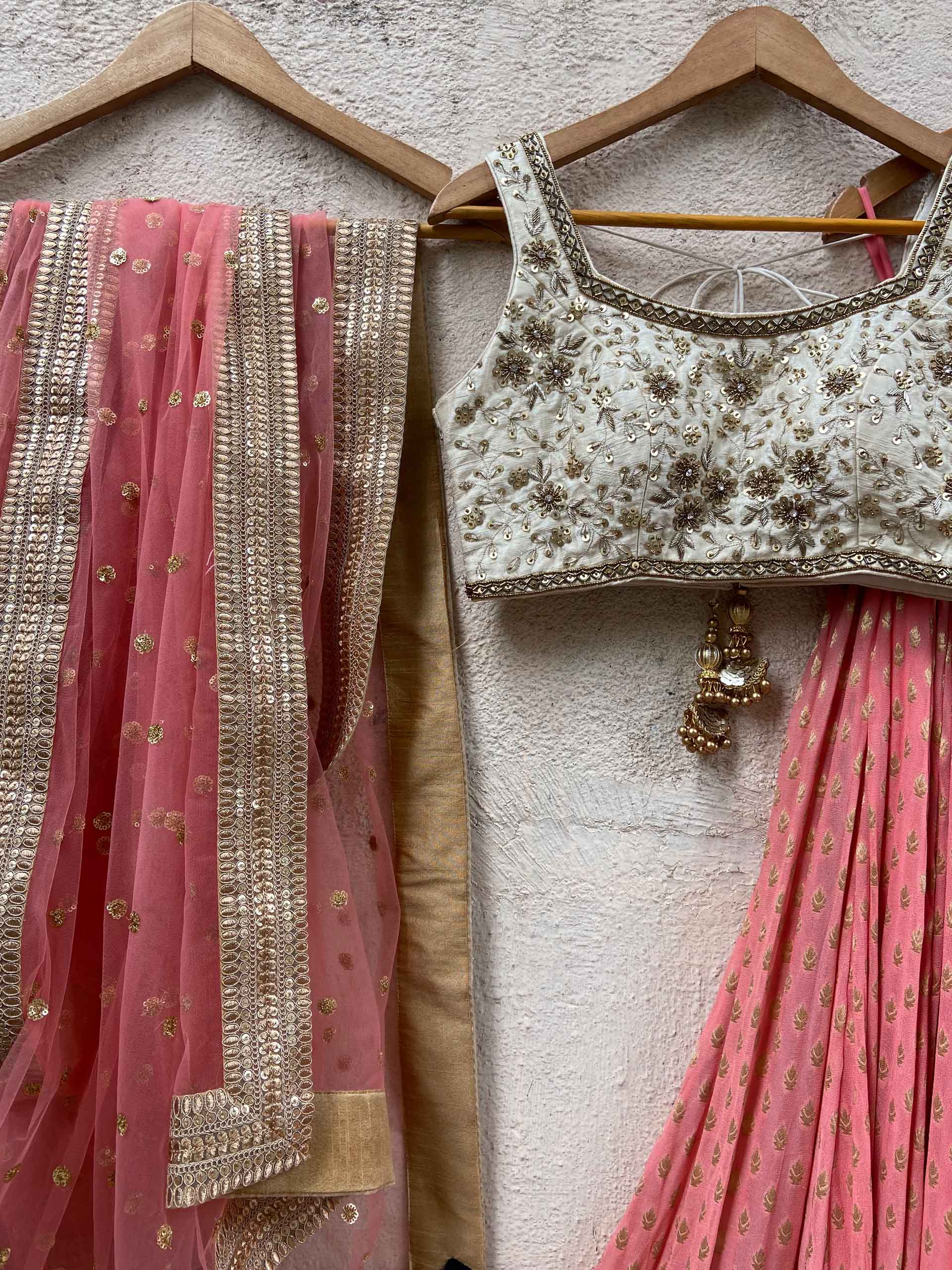 Coral Ivory Sharmily Lehenga Set image 2