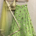 Lemon Yellow Blouse with Lime Green Lehenga image 0