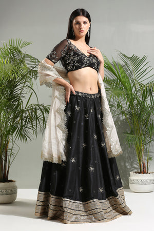Black Mirror Embroidered Lehenga Set image 2