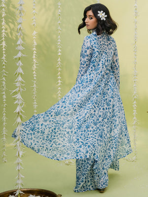 Teal Blue Co-Ord Set with Cape image 2