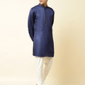 Navy Blue Satin Kurta image 0