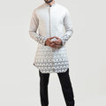 Grey Gradient Achkan Kurta Set image 0