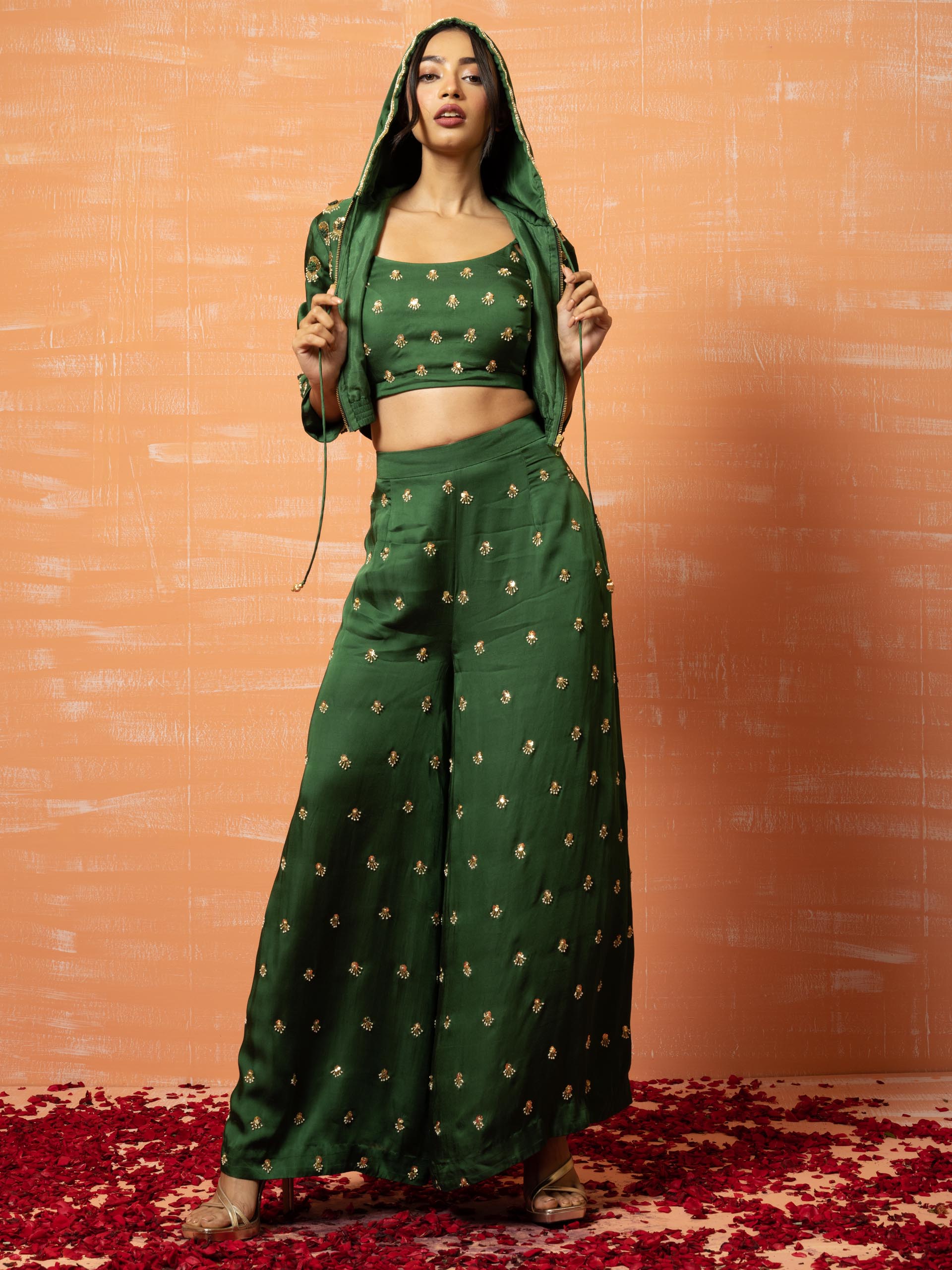 Mehendi Green Hoodie Co-Ord Pant Set image 0