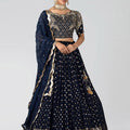 Dark Blue Embroidered Lehenga Set image 0