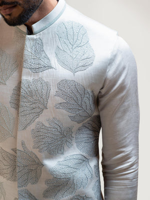 Gray Maple Leaf Nehru Jacket image 3