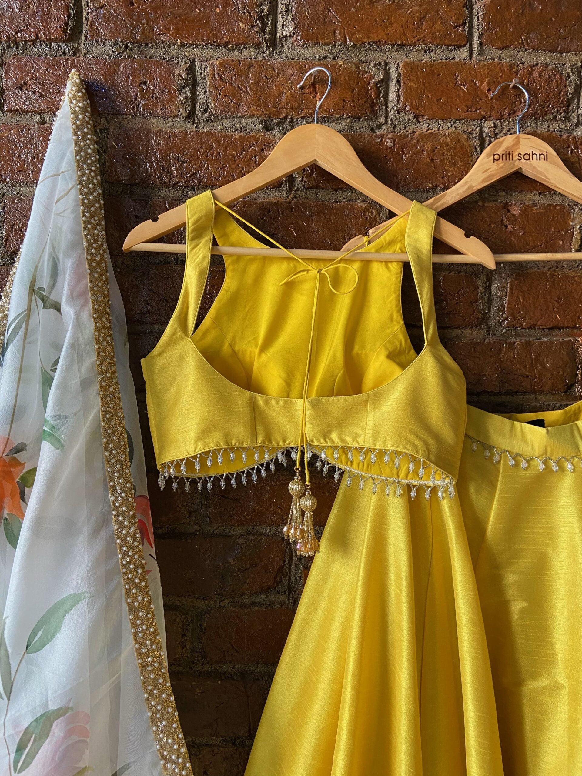 Yellow Lehenga Set with Hand Painted Dupatta image 1