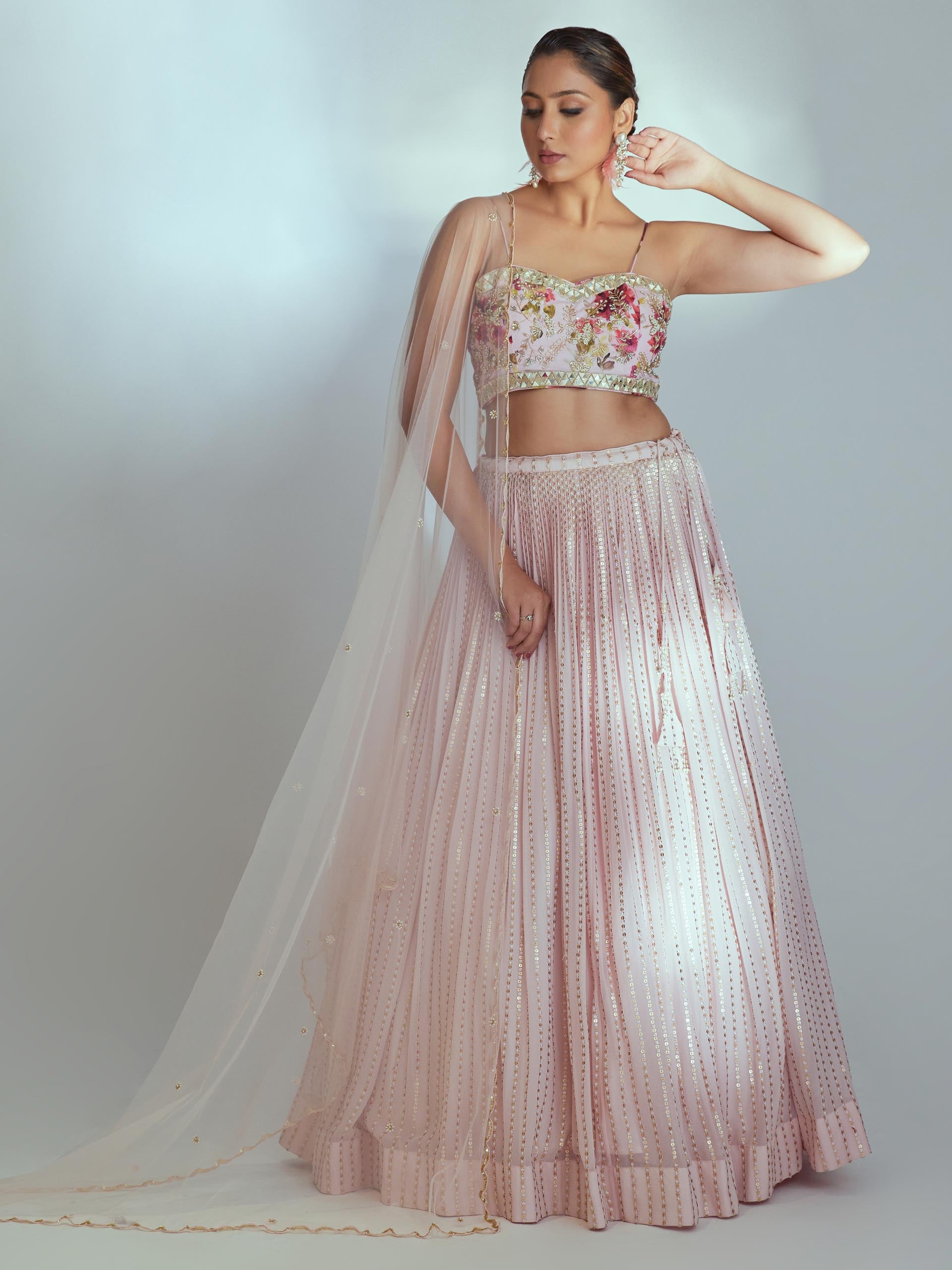Light Pink Sequin Lehenga Set - Custom image